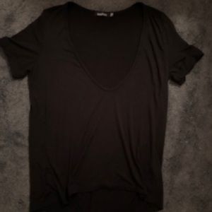 Boohoo Black Deep Scoop Neck Top